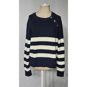 Michael Michael Kors Striped Pullover Button Shoulder Sweater